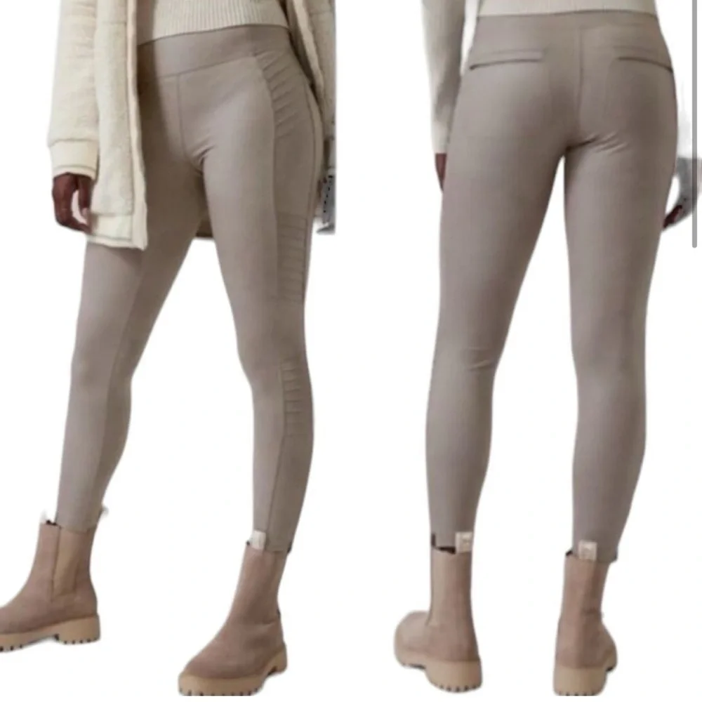 Athleta Delancey Gleam Moto Tight Leggings ribbed grey Zip ankle size XXS